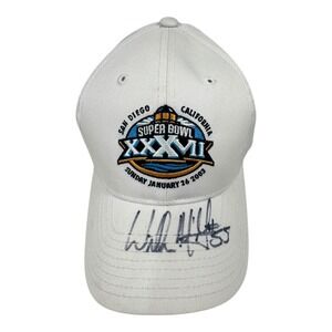 Super Bowl XXXVII Hat Reebok‎ San Diego 2003 NFL Signed White Cap